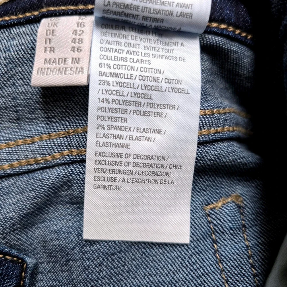 LOGO Lori Goldstein Bootcut Jeans Side Stripe Raw Hem Dark Wash Blue 12 New